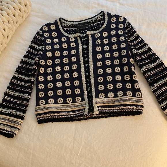 Sachin + Babi Sweaters - Sachin + Babi Crochet Cropped Cardigan